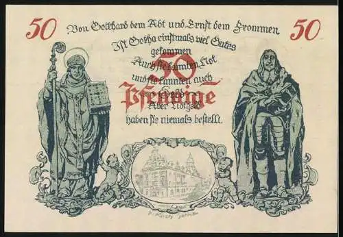 Notgeld Gotha 1921, 50 Pfennig, Stadtszenen und historische Figuren