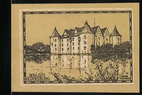 Notgeld Glücksburg 1920, 25 Pfennig, Schloss Glücksburg Abbildung, Seriennummer 018481