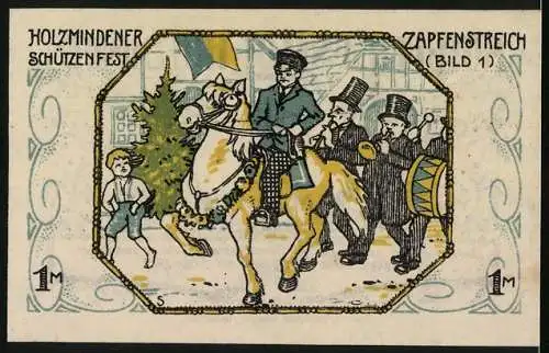 Notgeld Holzminden, 1922, 1 Mark, Schützenfest und Zapfenstreich, Wappen