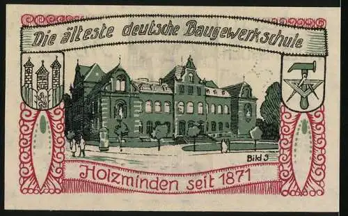 Notgeld Holzminden 1922, Zwei Mark, Harrmann-Denkmal, Älteste deutsche Baugewerkschule