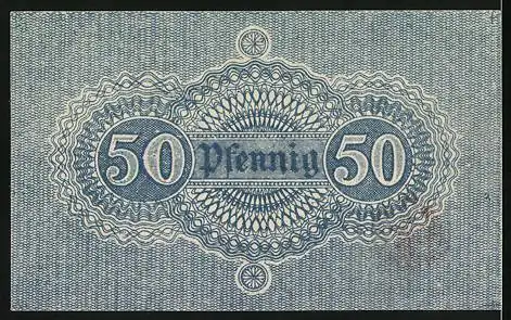 Notgeld Neckargemünd 1917, 50 Pfennig, Gutschein über Fünfzig Pfennig, Stadtgemeinde Neckargemünd, blaues Design