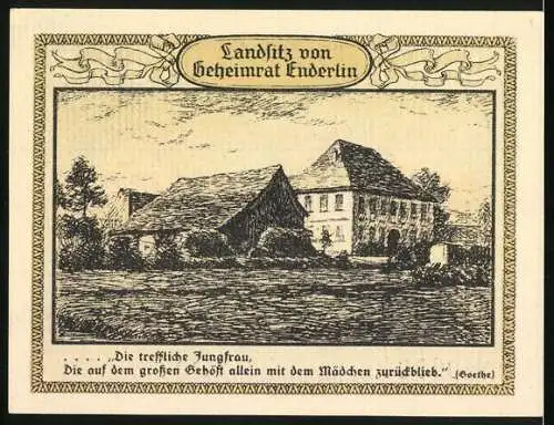 Notgeld Emmendingen, 1921, 50 Pfennig, Stadtwappen und Landhaus Enderlin