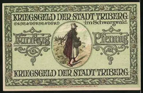 Notgeld Triberg 1918, 50 Pfennig, Kriegsheld der Stadt Triberg im Schwarzwald, Seriennummer 2038