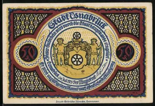 Notgeld Quedlinburg, 1921, 50 Pfennig, Stadtwappen und Domabbildung