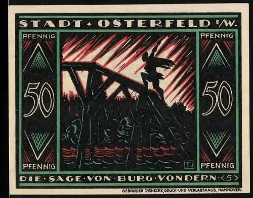 Notgeld Osterfeld 1921, 50 Pfennig, Die Sage von Burg Vondern, Stadtsparkasse Paderborn