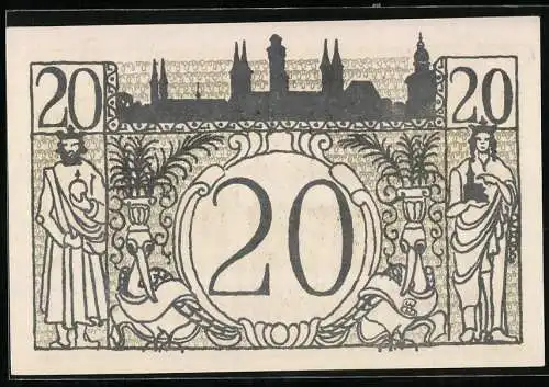 Notgeld Bamberg, 1918, 20 Mark, Gutschein No. 50418, Stadtgemeinde Bamberg, Zwanzig Mark im Kriegsjahr 1918