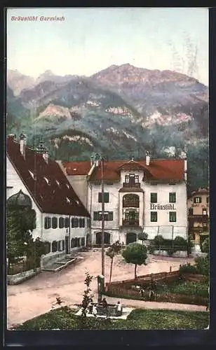 AK Garmisch, Bräustübl mit Hotel