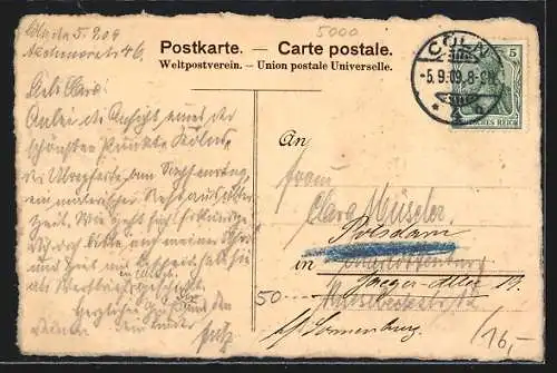 Lithographie Köln-Neustadt, Restaurant Ulrepforte von P. J. Mattausch, Wappen