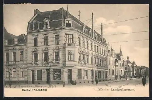 AK Köln-Lindenthal, Landgrafenstrasse, Bürgerhaus mit Geschäften