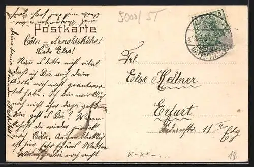 AK Köln-Raderthal, Bonnerstrasse mit Geschäften, St. Mathiaskirrche