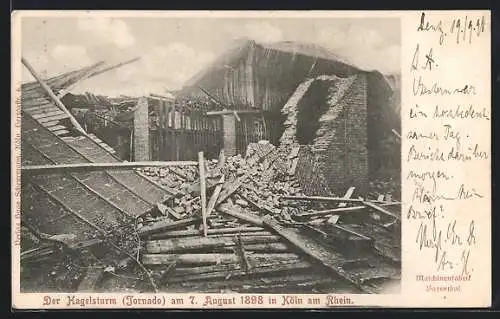 AK Köln-Bayenthal, durch hagelsturm zerstörte Maschinenfabrik 1898