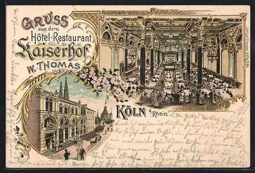 Lithographie Köln, Hotel-Restaurant Kaiserhof, Salomonsgasse