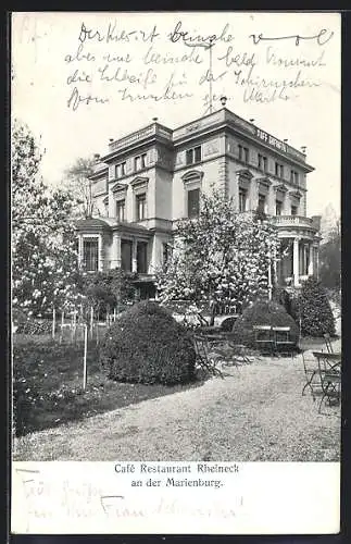 AK Marienburg, Café Restaurant Reineck mit Garten