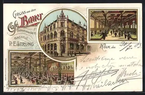 Lithographie Köln, Cafe Bauer, An der Rechtschule 3