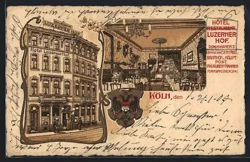 Lithographie Köln, Hotel Restaurant Luzerner Hof, Dominikanerstr. 3, Inh. Hubert Hahnen