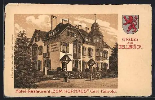 Lithographie Köln-Dellbrück, Hotel-Restaurant Zum Kurhaus v. Carl Kanold