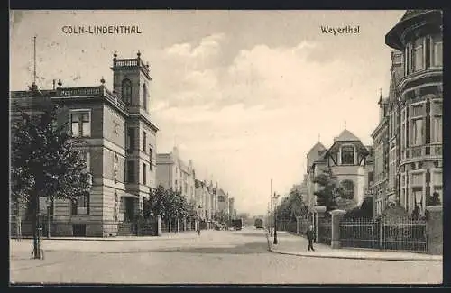 AK Köln-Lindenthal, Blick in die Strasse Weyerthal