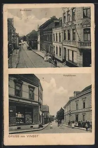 AK Köln-Vingst, Restaurant von Jakob Flohe in der Hauptstrasse, die Kirchestrasse