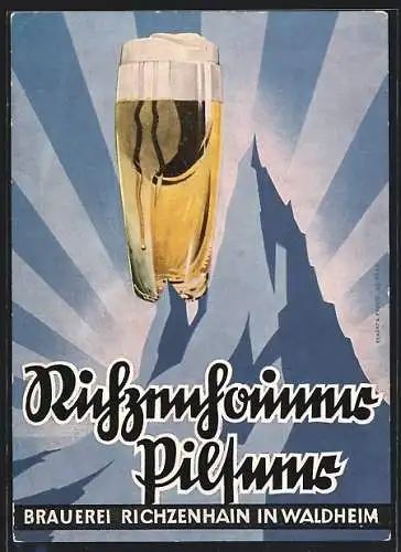 AK Waldheim / Sachsen, Brauerei-Werbung für Richzenhainer Pilsener