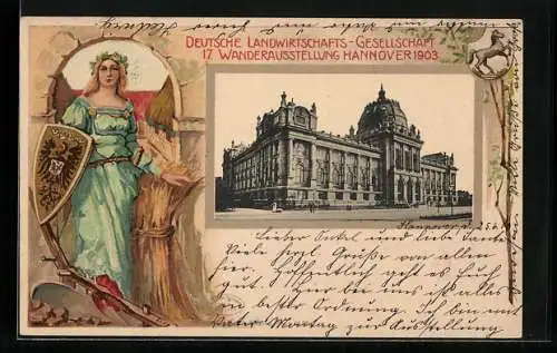 Passepartout-Lithographie Hannover, 17. WanderAusstellung der DLG 1903, Ausstellungspalast