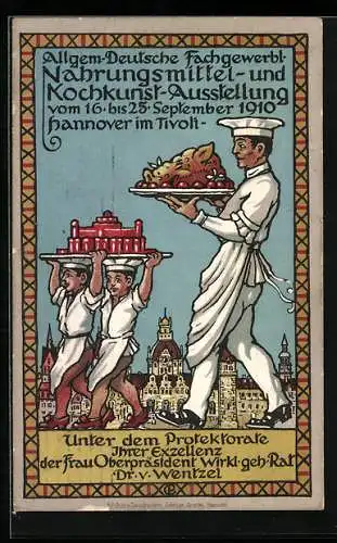 Künstler-AK Hannover, Nahrungsmittel- und Kochkunst-Ausstellung 1910 im Tivoli