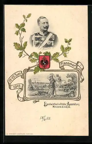 Lithographie Hannover, Landwirtschaftliche Ausstellung 1903, Kaiser Wilhelm II.