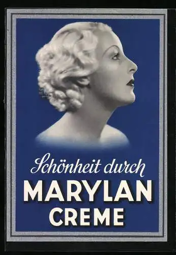 AK Schönheit durch Marylan Creme, Frauenporträt im Art Deco