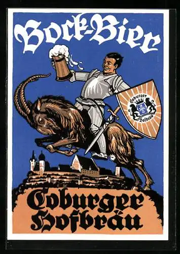 AK Coburg, Brauerei-Werbung für Bock Bier des Coburger Hofbräu