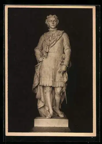 AK Standbild König Ludwig II. in Schloss Herrenchiemsee, Ganzsache 5 Pfennig