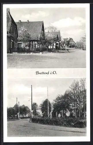 AK Brettorf i. O., auf dem Dorfplatz, Wohnhäuser