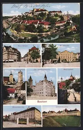 AK Bautzen, Stadttheater, Husarenkaserne, Artilleriekaserne