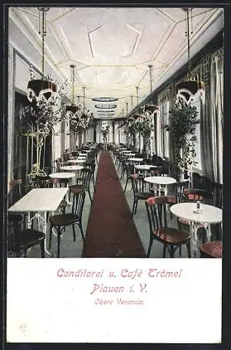 AK Plauen i. V., Cafe Trömel, Obere Veranda