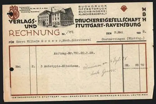 Rechnung Stuttgart-Ravensburg 1928, Verlags. und Druckereigeselschaft mbH, Das Geschäftshaus