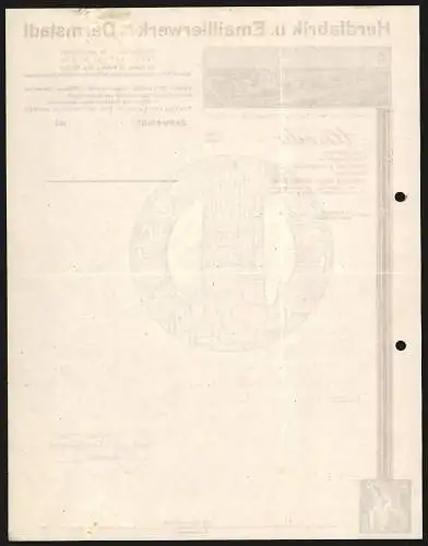 Rechnung Darmstadt 1935, Alkoda GmbH, Herdfabrik & Emaillierwerk, Ansicht des Betriebsgeländes