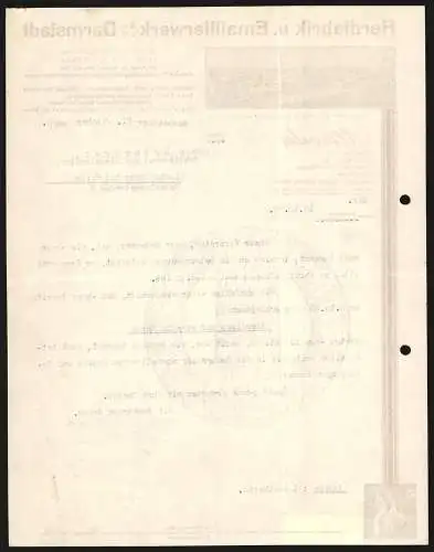 Rechnung Darmstadt 1935, Alkoda GmbH, Herdfabrik & Emaillierwerk, Ansicht der Fabrikanlage