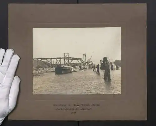 Fotografie unbekannter Fotograf, Ansicht Steinrade, Erweiterung Kaiser Wilhelm Kanals 1911, Spülerliegestelle