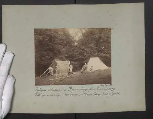 6 Fotografien Loczy Lajos, Ansicht Szlatina, ungarischer Geologe Loczy Lajos 1887-1890 auf Reisen, Geologen Camp