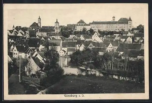 AK Günzburg a. D., Ortsansicht mit Fluss