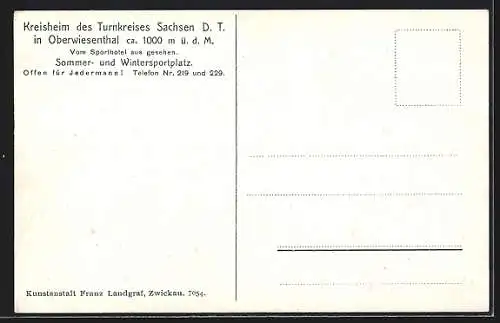 AK Oberwiesenthal, Kreisturnheim des Turnkreises Sachsen D.T.