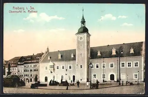 AK Freiberg i. Sa., Obermarkt m. Rathaus