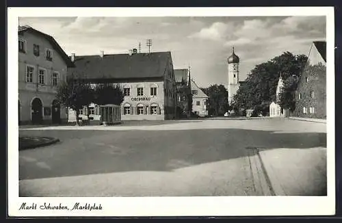 AK Markt Schwaben, Marktplatz und Kirche