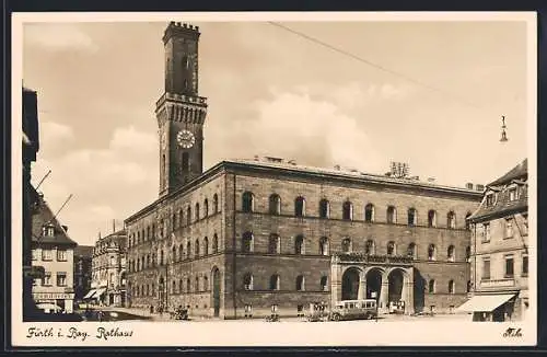 AK Fürth i. Bay., Marktplatz mit Rathaus