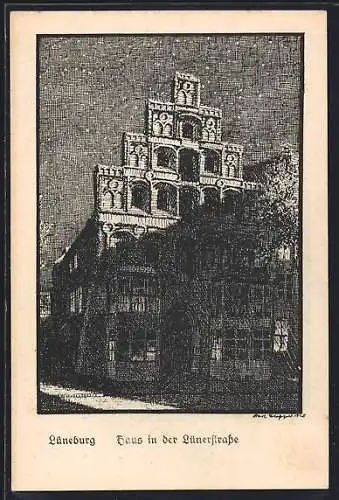 Künstler-AK Lüneburg, Lünerstrasse, Haus