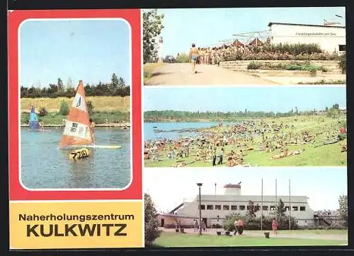 AK Kulkwitz bei Leipzig, Naherholungszentrum mit Schiffsgaststätte MS Leipzig und Freisitzgastsätte am See