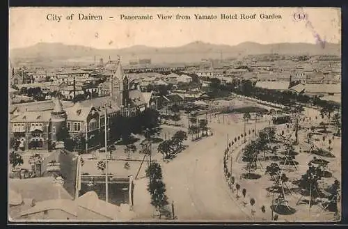 AK Dairen, Panoramic View from Yamato Hotel Roof Garden