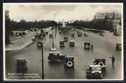 AK Buenos Aires, Avenida Alvear y Monumento de los Espanoles