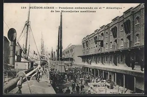 AK Buenos Aires, Pasajeros embarcando en el Atlantique de las Mensajerias maritimas, Hafen