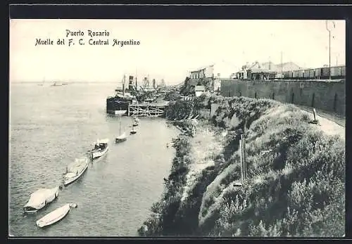 AK Puerto Rosario, Muelle del F. C. Central Argentino