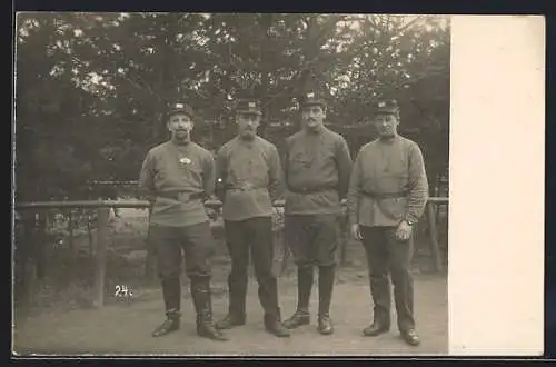 Foto-AK Königsbrück, Vier französische Kriegsgefangene