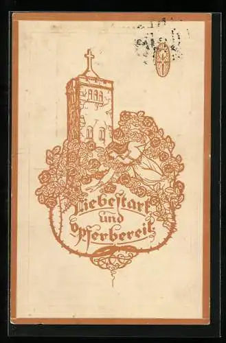 Künstler-AK Liebe stark und opferbereit, Anti-Alkohol